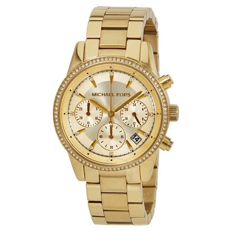 gold michael kors watch women|michael kors chronograph gold.